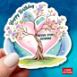 Happy Birthday Sticker, Never Stop Growing Floral Watercolor Wreath Vinyl Sticker, Encouragement Gift Uplifting Birthday Quote Art Gift