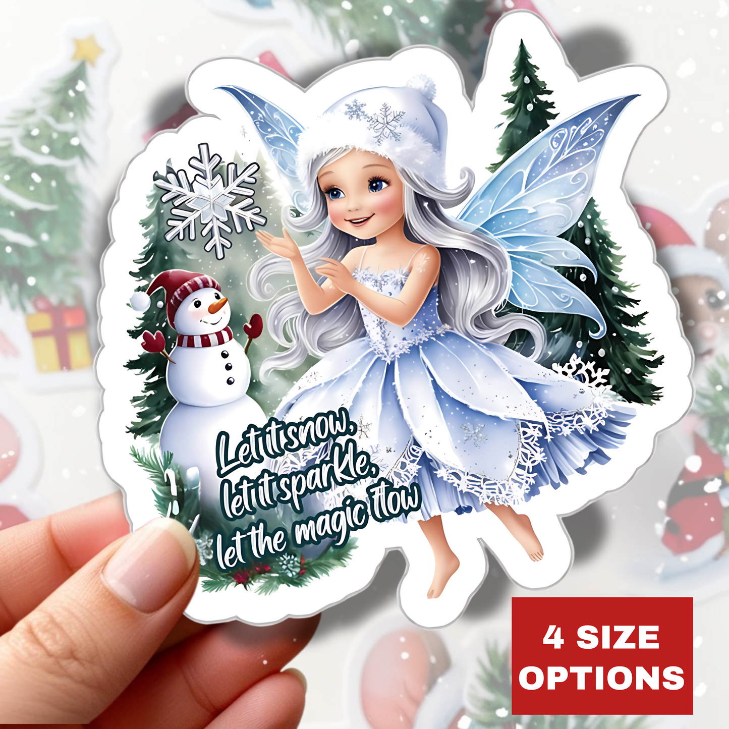 Let It Snow Let It Sparkle Sticker, Magical Holiday Sticker, Christmas Vinyl Sticker, Festive Quote Sticker, Scrapbook Sticker Cute Gift