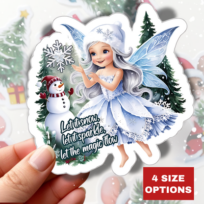 Let It Snow Let It Sparkle Sticker, Magical Holiday Sticker, Christmas Vinyl Sticker, Festive Quote Sticker, Scrapbook Sticker Cute Gift