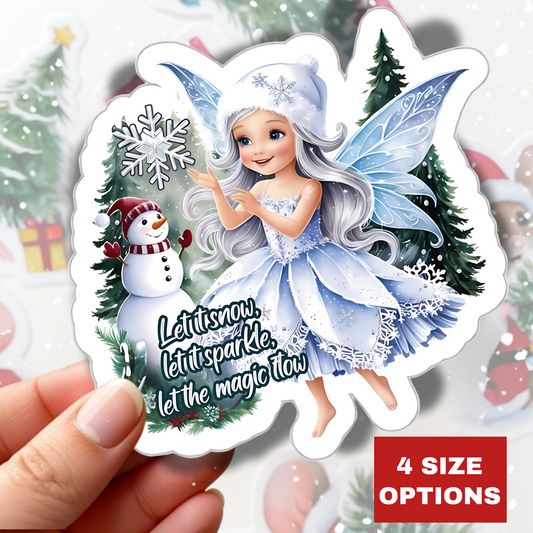 Let It Snow Let It Sparkle Sticker, Magical Holiday Sticker, Christmas Vinyl Sticker, Festive Quote Sticker, Scrapbook Sticker Cute Gift