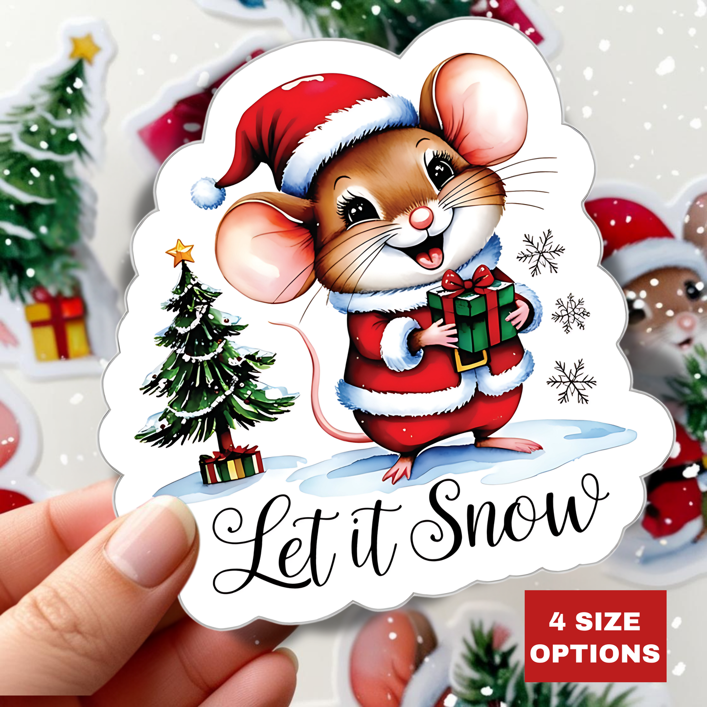 Let It Snow Sticker, Winter Kiss Cut Vinyl Decal, Christmas Holiday Sticker, Waterproof Sticker, Snowflake Sticker, Cute Laptop Sticker