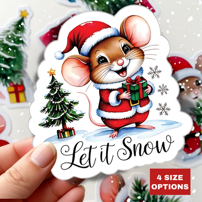 Let It Snow Sticker, Winter Kiss Cut Vinyl Decal, Christmas Holiday Sticker, Waterproof Sticker, Snowflake Sticker, Cute Laptop Sticker