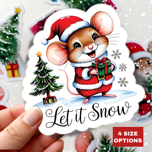 Let It Snow Sticker, Winter Kiss Cut Vinyl Decal, Christmas Holiday Sticker, Waterproof Sticker, Snowflake Sticker, Cute Laptop Sticker