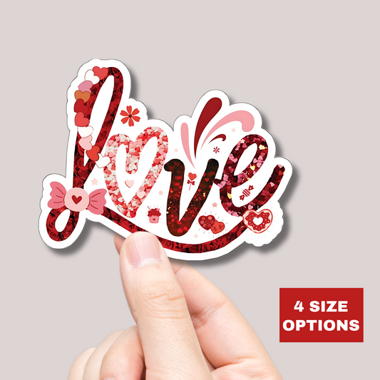 Love Sticker, Valentine's Day Gift, Colorful Heart Candy Vinyl Decal, Romantic Cute Quote, Waterproof Kiss Cut Laptop Scrapbook Water Bottle