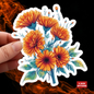 Marigold Flower Sticker, Symbol Of Strength October Birth Flower Gift, Waterproof Vinyl Decal Kiss Cut Floral Laptop Water Bottle Scrapbook