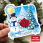 Merry Bright Snowman Sticker, Christmas Kiss Cut Sticker, Cute Winter Holiday Sticker, Festive Gift Idea, Waterproof Vinyl Sticker For Planners