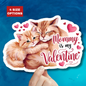 Mommy Is My Valentine Sticker, Cute Cat Valentines Day Gift For Mom, Waterproof Vinyl Decal, Kiss Cut Laptop Water Bottle Journal Scrapbook Fun