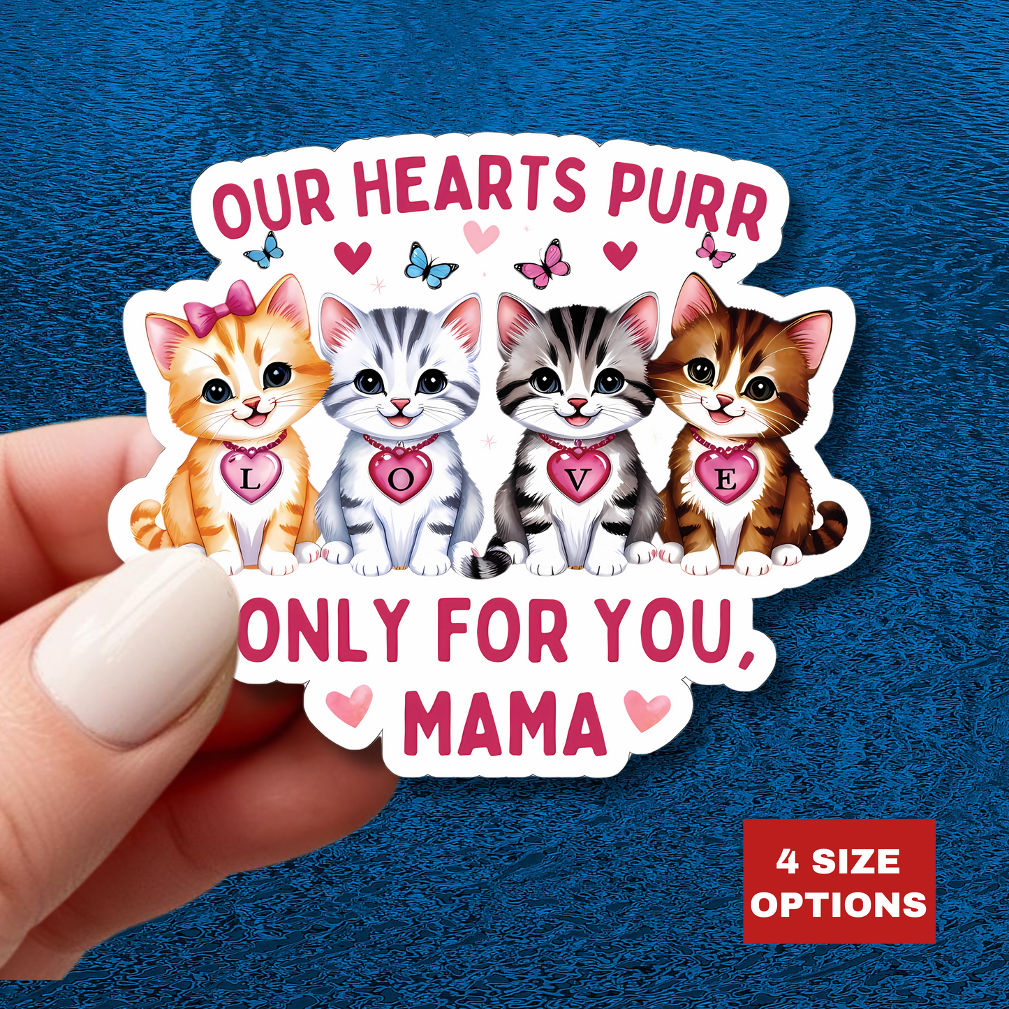 Mother's Day Sticker Our Hearts Purr Only For You Waterproof Vinyl Sticker