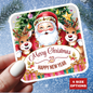Merry Christmas Happy New Year Holiday Stickers, Cute Santa Reindeer Christmas Tree Holiday Planner Stickers, Winter Vinyl Planner Sticker