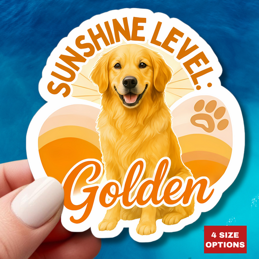 Sunshine Level: Golden Sticker, Golden Retriever Vinyl Sticker, Cute Golden Waterproof Sticker, Laptop Planner Dog Lover Gift Retriever Decal