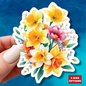 Spring Daffodil Sticker, March Birth Flower Symbol Of Hope Joy Good Luck, Waterproof Vinyl Kiss Cut Floral Laptop Water Bottle Scrapbook Gift