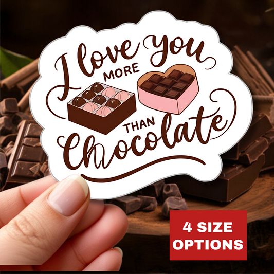 I Love You More Than Chocolate Sticker, Cute Valentine Gift For Her, Funny Candy Quote, Sweet Love Decal, Romantic Gift For Boyfriend Or Wife