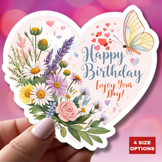 Happy Birthday Stickers, Enjoy Your Day Colorful Celebration Gift, Cute Vinyl Sticker For Friends Family Waterproof Party Favor, Cheerful Art