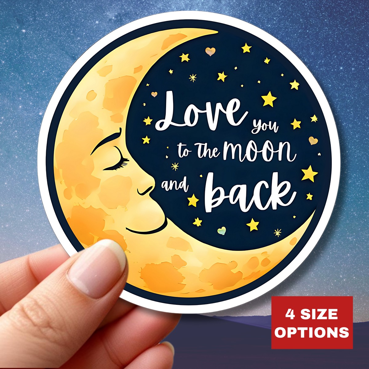 Love You To The Moon And Back Sticker, Romantic Gift For Him Or Her, Galaxy Theme Cute Couple Sticker, Space Love Vinyl Decal Celestial Art
